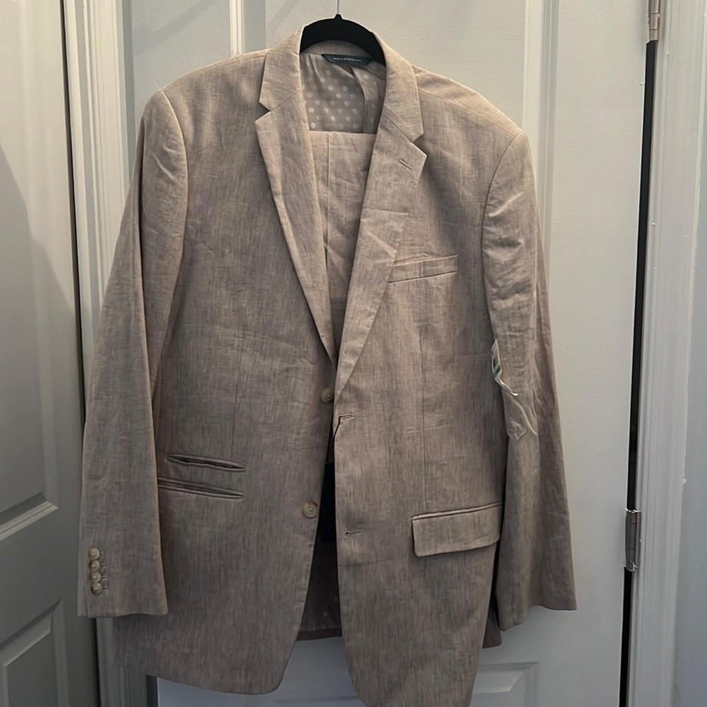 Mens linen beige/tan suit